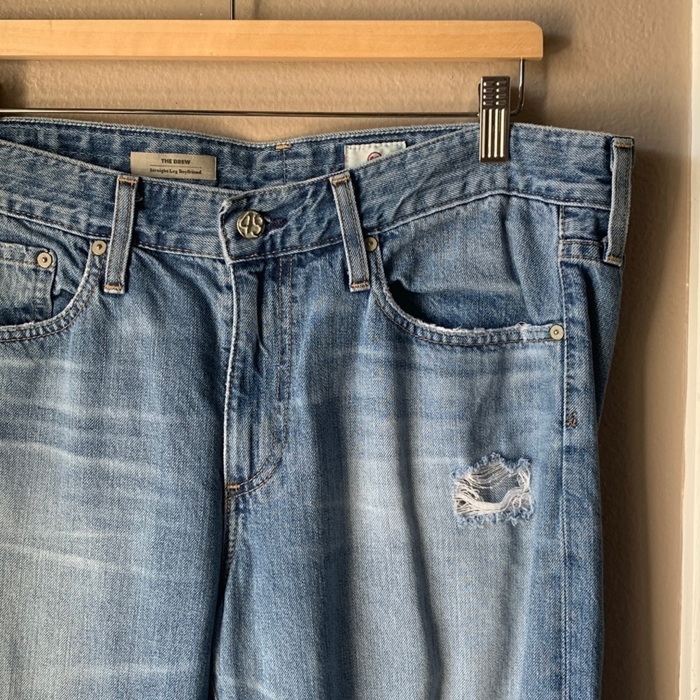 ADRIANO GOLDSCHMIED “The Drew” Straight Leg Boyfriend Ripped Ankle Jean